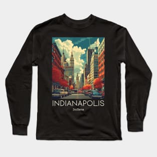 A Vintage Travel Illustration of Indianapolis - Indiana - US Long Sleeve T-Shirt